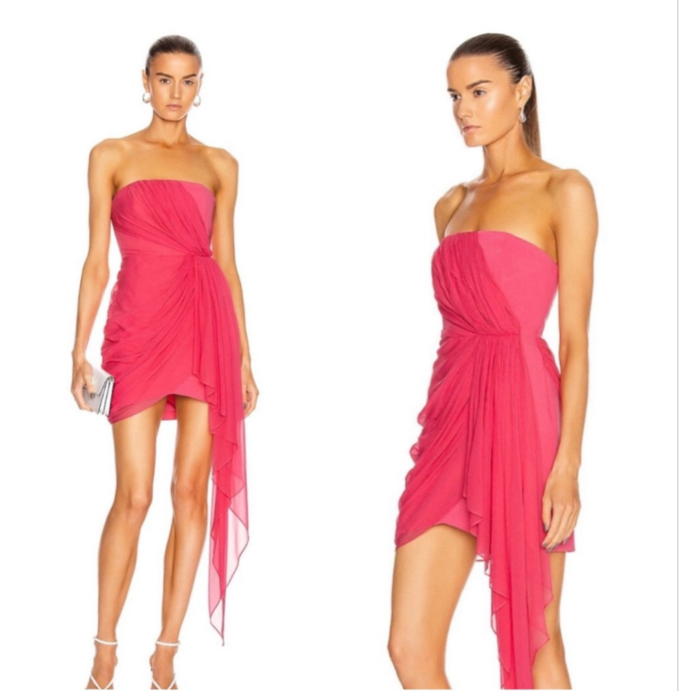 Cinq à Sept Yuki Pink Strapless Ruched Mini Dress Size 0